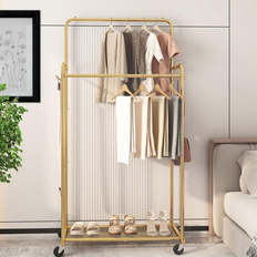 Yellow Clothing Storage Rebrilliant Trending Double Rod Garment Clothes Rack