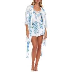 Flora Nikrooz Sabrina Print Satin Short Pajamas & Robe Set