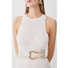 Karen Millen Accessories Karen Millen Leather Hardware Detail Waist Belt Cream