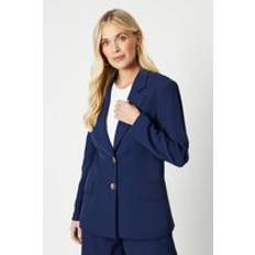 Blue - Women Blazers Wallis Petite Button Detail Double Breasted Blazer Navy