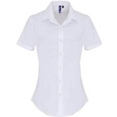 Elastane/Lycra/Spandex - Women Shirts Premier Stretch Short-Sleeved Formal Shirt White