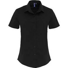 Elastane/Lycra/Spandex - Women Shirts Premier Stretch Short-Sleeved Formal Shirt Black