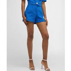 Jazmin Cotton Blend Tweed Shorts - Blue