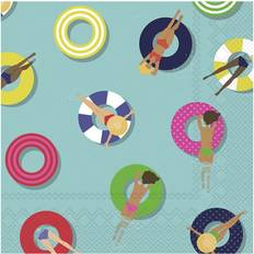 Blue Paper Napkins Ihr Summer Sea Blue Ring Print Cocktail Paper Napkins 20 Disposable 3-Ply