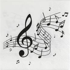 Santex Music Note Paper Napkins Black White Pop