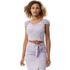 Purple - Women Blouses Liquorish Floral Button Up Front Top In Lilac Purple