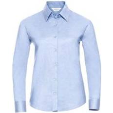 6XL Shirts Russell Oxford Easy-Care Long-Sleeved Shirt Blue