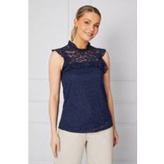 Ruffles Blouses Wallis Occasion Lace Ruffle Neck Blouse Navy