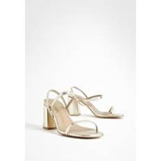 Gold - Women Heels & Pumps boohoo Wide Fit Elasticated Part Block Heels Gold