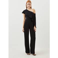 Karen Millen Women Jumpsuits & Overalls Karen Millen Tailored Compact Stretch Viscose Drape Detail Jumpsuit Black