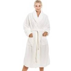 Satin Robes Camille Supersoft Honeycomb Textured Shawl Collar Bathrobe Ivory 14-16