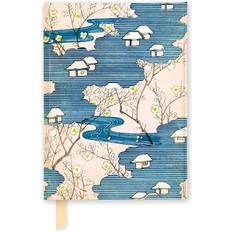 Japanese Woodblock Cottages with Rivers Cherry Blossoms