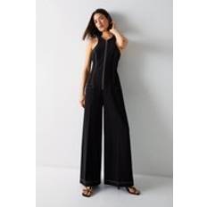 Warehouse Racer Neck Tailored Jumpsuit Black