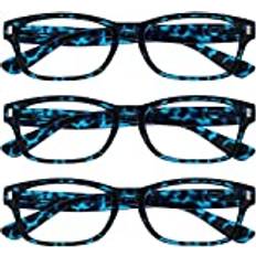 Blue Reading Glasses The Reading Glasses Company UV-läsare blå sköldpaddsskal värde 3 pack män kvinnors vårgångjärn UVR3PK010BL 1,00 2.00 Power Blue Tortoiseshell