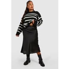 Viscose Skirts boohoo Plus Bias Cut Satin Midaxi Skirt Black