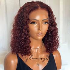 Carrotor 99j Lace Front Wigs Human Hair 150% Density Burgundy