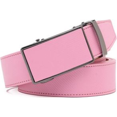 Pink Belts Braveman Men's Sliding Buckle Adjustable Leather Ratchet Belt Pink