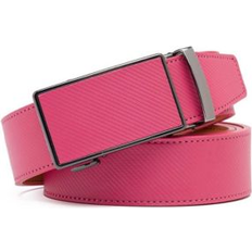 Pink Belts Braveman Men's Sliding Buckle Adjustable Leather Ratchet Belt Peachblossom