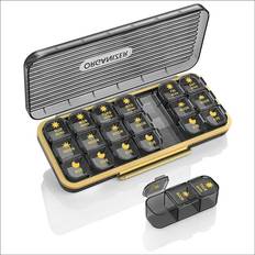 Tlily Pill Organizer 7 Day Pill Box 3 Times A Day Weekly Vitamin Box Organizer with 7 Separate Containers, Black