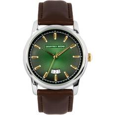 Geoffrey Beene Elegant Leather Movement Analog for Men, Gift for Men, Formal or Business Casual Minimalist Wrist 42mm