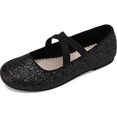 Black Ballerinas Dream Pairs Girls Ballerina Shoes Cross-Strap Mary Jane Flats Black Toddler Angie-2