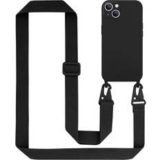 Cadorabo LIQUID BLACK Mobile Phone Chain for Apple iPhone 14 TPU Silicone Case Cover Necklace Lanyard Black