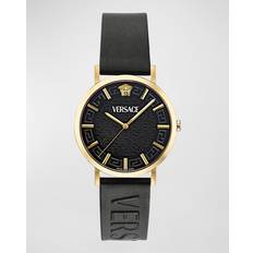 Watches Versace Swiss Black Leather 40mm Gold