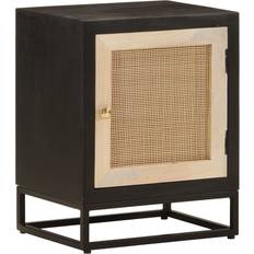 Iron Bedside Tables vidaXL Cabinet Black 40 x 30 x 50 cm Solid Wood Mango and Iron Bedside Table