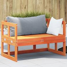 vidaXL Sofá Extensible Madera Maciza De Pino Marrón Banco de Jardín