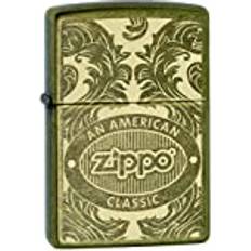 Zippo dragkedja logotyp antik Brass bensin vindtändare, påfyllningsbar, i högkvalitativ presentförpackning