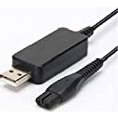 4,3 V USB-laddningskabel laddare strömsladd byt A00390 kompatibel med Philips rakapparater S300 S500 RQ320, RQ328, RQ330, RQ331, QP2520, QP2620, MG5730, MG5720, MG3730, BT320, BT320, 6, BT322 08