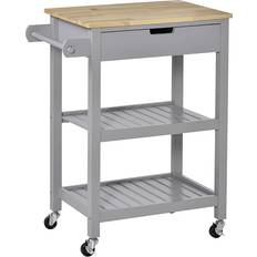 Wood Trolley Tables Homcom Kitchen Trolley Utility Cart Gray Trolley Table 40x66.5cm