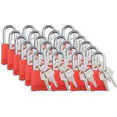 Security Brady Padlock,6 Pins,Red,PK24