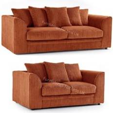 3 Seater - Orange Sofas Furnishings For Less UK Luxor Jumbo Cord Sofa 3 Seater