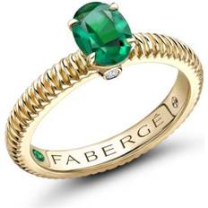 Colours of Love 18ct Yellow Gold Emerald Diamond Fluted Ring