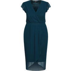 City Chic Wrap Swing Dress - Emerald