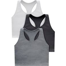 Clothing Hanes Women's Originals Racerback Top, Cropped Tank with Built-in Bra, 2-Pack, Black/White/Concrete