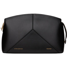 Victoria Beckham Structured & Paneled Grained Clutch - Black