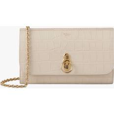 Mulberry Clutches Mulberry Amberley Shiny Croc Effect Leather Clutch Bag, Eggshell