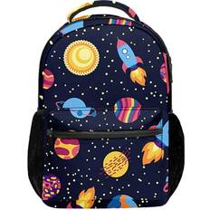 Unisex School Bags Bangyan Outer Space Cartoon Cute Spaceship Rocket Kids Waterproof School Bag Unisex Waterproof Student Bags for Women Kids