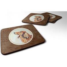 Red Coasters CoolCookware Long Haired Red Dachshund Foam Set Coaster