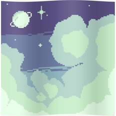 WHIBOS Cloudy Night Pixel Art 16x20 Print Poster 50.8x50.8cm