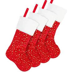 White Stockings Tianci 18 Inches Red Christmas Set Of 4 Golden Stars Christmas With Stocking