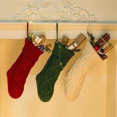 Acrylic Stockings Winwin Pcs, Multicolor Knitted Christmas Gift Bag Stocking