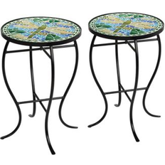 Black Outdoor Side Tables Dragonfly Scene Black