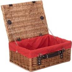 Red Baskets RED HAMPER Wicker 36cm Double Steamed Picnic with Cotton Lining Basket