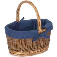 Blue Baskets RED HAMPER Wicker Lined Country Oval Shopping Basket