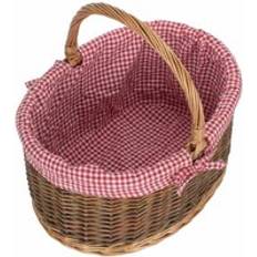 Red Baskets RED HAMPER Wicker Lined Country Oval Shopping Basket