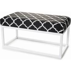 Rosalind Wheeler Malad Velvet Black/White Settee Bench 100x50cm