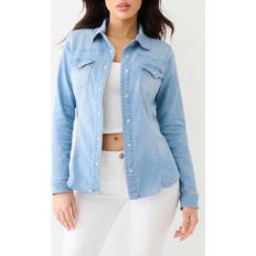 True Religion Women's Western Denim Shirt Light Wash